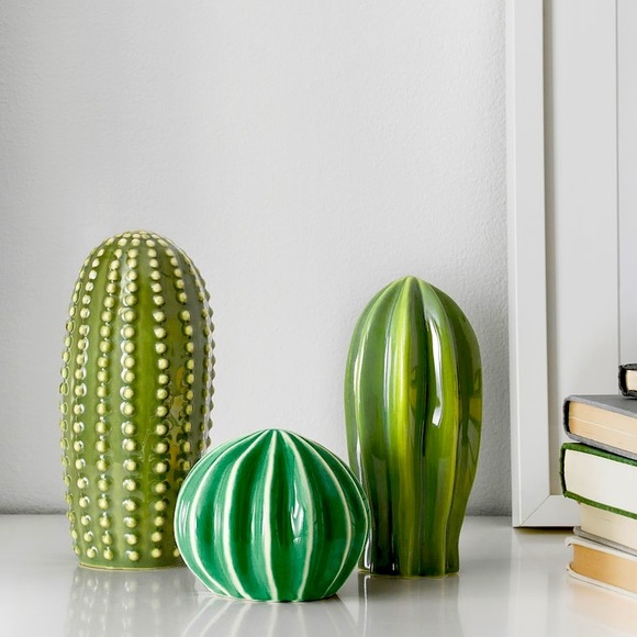 🌵Ceramic Cactus🌵Decorations Set of 3 Desert Succulent SJÄLSLIGT NWT - Picture 1 of 11